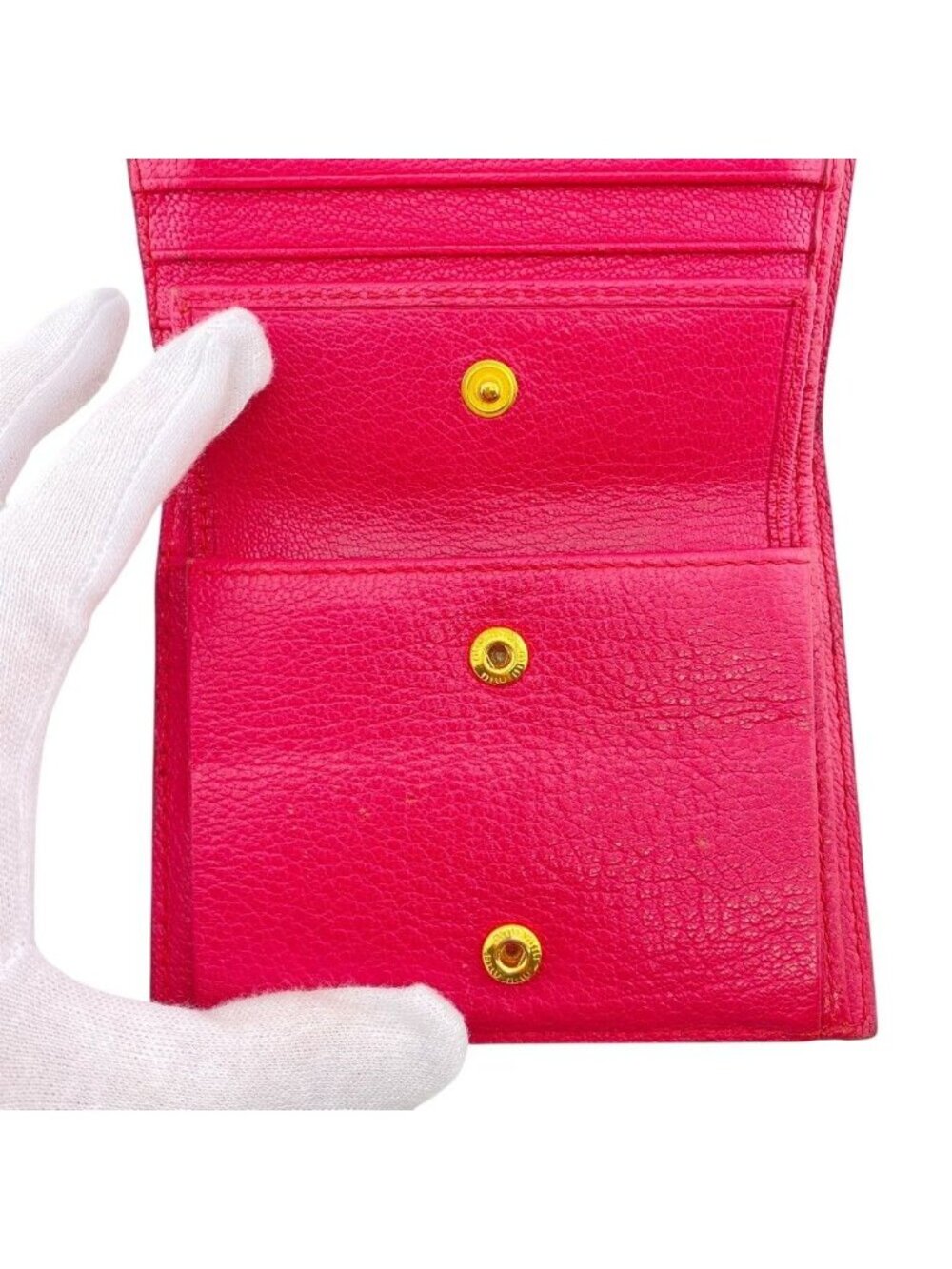 Miu Miu Logo Leather Compact Wallet Bifold Pink - Picture 5 of 7